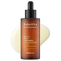 BakuVita Revitalizing Ampoule - Bakuchiol Retinol Alternative, Vitamin C + E Korean Serum, Pore Care, Firming, Vegan 1.75 fl oz (50ml)