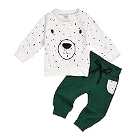 Three Piece Baby Boy Outfits Pants Sweatshirt Hoodie Toddler Boys Cartoon Kids Bear Tops+ Baby Set (White, 2-3 Years)