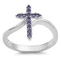 CHOOSE YOUR COLOR Sterling Silver Cross Ring