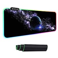 Large RGB Gaming Mouse Pad - Reawul 14 Modes Oversized Glowing Led Extended Mousepad, Anti-Slip Rubber Base and Waterproof Surface, Extra Large Soft Led Computer Keyboard Mouse Mat - 31.5 x 11.8in
