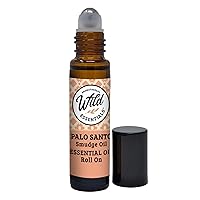 Wild Essentials Palo Santo Essential Oil Roll On, 10ml, Cleansing, Purifying, Relaxing, 100% Pure, Premium Grade Essential Oils, Organic Jojoba Oil, Ready to Use, Moisturizer, All Natural