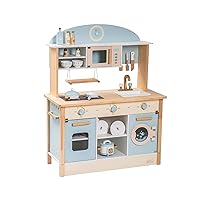Wooden Play Kitchen Set for Kids Toddlers, Toy Kitchen Gift for Boys Girls, Age 3+