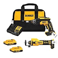 DEWALT 20V MAX XR Brushless Drywall Screwgun and Cut-Out Tool Combo Kit with 2 Batteries and Charger Included (DCK265D2)