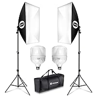 Softbox Photography Lighting Kit, 27 x 20 inches Photo Studio Equipment & Continuous Lighting System with 40W 8000K LED Bulbs Professional Studio Lighting