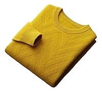 Men Autumn/Winter Clothing Herringbone 100% Wool Breathable Sweater Round Neck Solid Color Pullover