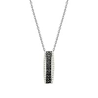 Dazzlingrock Collection 0.73 Carat (ctw) Round Black & White Diamond Vertical Bar Pendant with 18 inch Silver Chain for Women in 925 Sterling Silver