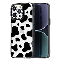 Compatible for iPhone 15 Pro Case Cute Aesthetic - Durable Fashion Funny Phone Case - Girly Milk Cow Pattern Print Cover Design for Woman Girl 6.1 inches Black