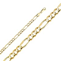 10k Yellow Gold Figaro Chain Necklace, 7.5 mm | Solid Gold Jewelry for Men Women Girls