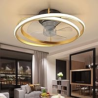 LED 30W Modern Metal Ceiling Fan with Lights Ceiling Lights Flush Mount Fixtures Ceiling Fans with Lights and Remote for Bedroom Children's Room Ceiling Fans