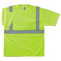 Ergodyne GloWear 8289 Safety T-Shirt, High Visibility Polyester, ANSI-Compliant Reflective, Chest Pocket, Type R, Class 2