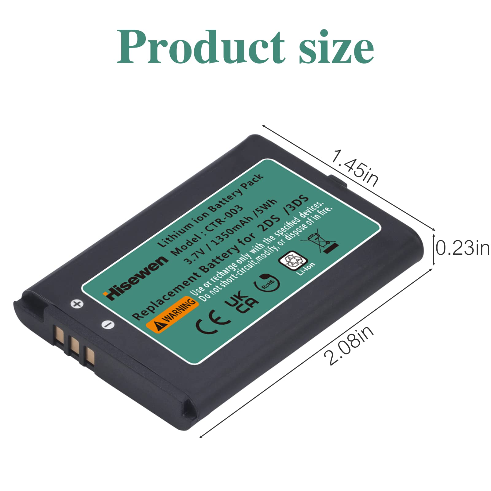 Hisewen 3DS Battery,1350mAh CTR-003 CTR003 Battery for Nintendo 2015 Old 3DS 2DS XL 2DS Game Console