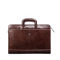 Maxwell Scott - Mens Luxury Leather Slim Document Case Portfolio with Handles - Handmade in Italy - The Barolo - Dark Brown