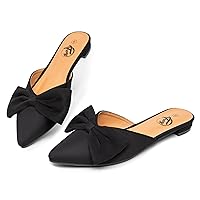 Mules for Women Flats Comfortable, Bow Pointed Toe Womens Mules, Flats Mules Shoes for Women, Cute Mule Women's Mules & Clogs, Slip On Womens Mules Flats, Backless Loafers Mule Shoes for Women