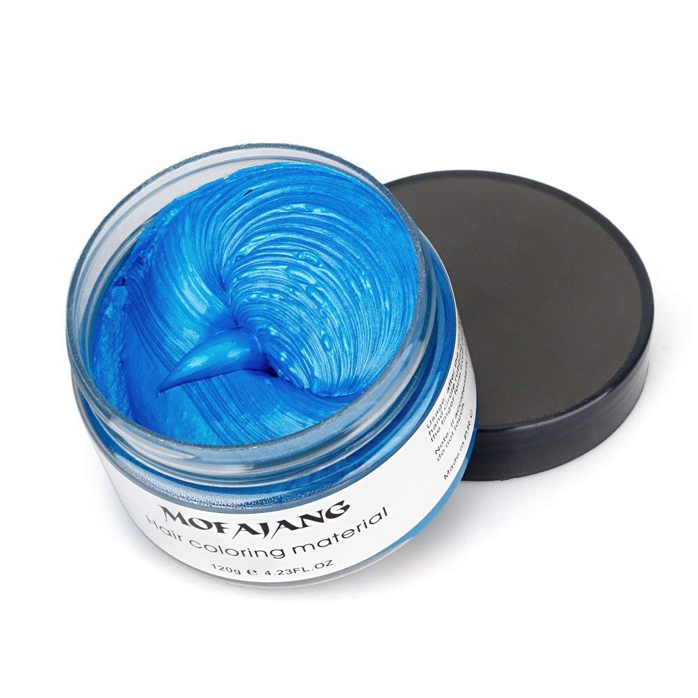 Hair Coloring Wax, Blue Disposable Instant Matte Hairstyle Mud Cream Hair Pomades for Kids Men Women to Cosplay Nightclub Masquerade Transformation …
