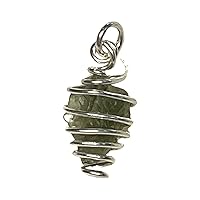 Certified Moldavite Hand Crafted Sterling Silver Wire Cage Pendant
