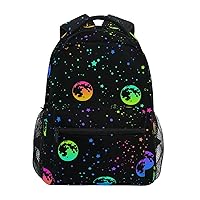 ALAZA Rainbow Moon Star Backpack for Women Men,Travel Casual Daypack College Bookbag Laptop Bag Work Business Shoulder Bag Fit for 14 Inch Laptop