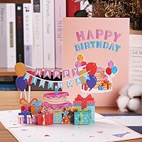 Pop Up Cards Cute Birthday Cards Paper Blank Inside 3D Pop Up Greeting Cards with Note Card and Envelope for Boy and Girl Friends 6x8Inch(15x20cm)