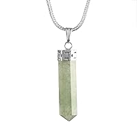 Handmade 925 Sterling Silver Pencil Green Aventurine Pendant With Chain Necklace Jewelry