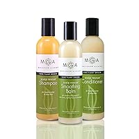 MGA Vega Hair Shampoo, Conditioner & Smoothing Balm - Scalp Rescue Organic Formula for All Type of Hair | Curly Hair Care Products for Men & Women | Alcohol, Silicone & Sulfate Free Color Safe | 8.8Oz