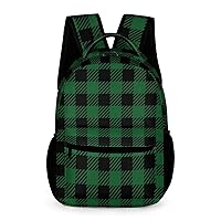 Green Black Buffalo Plaid Laptop Backpack Cute Daypack for Camping Shopping Traveling