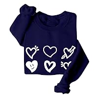 Women's Valentines Day Shirts Loose Printed Hooded Sweatshirt Casual Fashion Sports Shirts, S-4XL