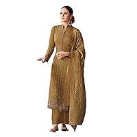 Mustard Heavy Handwork Indian Woman Embroiderd Silk Punjabi Stitched Wedding Pant Suit Hit Design 2322