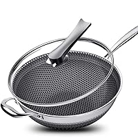 Zhong Stainless Steel Wok Double-Sided Honeycomb Pan Uncoated Non-Stick Household Multi-Purpose