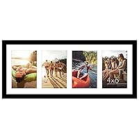 Americanflat 8x20 Collage Picture Frame in Black - Displays Four 4x6 Frame Openings - Engineered Wood Photo Frame with Shatter-Resistant Glass, and Includes Hanging Hardware for Wall