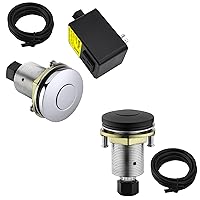 Garbage Disposal Air Switch Kit, UL Listed, Sink Top Stainless Steel Push Button with Brass Cover, Chrome, Matte Black