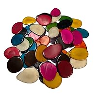 Jewelry Beads, Tagua Nut. Chips, Slides. Beading Jewelry Making Supplies. 100 Beads in 10 Colors. Top & Bottom Drilled. 10 x Each Color. Seed Beads. Pendant Connectors. Organic Natural Beads
