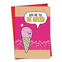 NobleWorks - Funny Valentine's Day Card - Humor for Valentine, Notecard with Envelope (1 Card) - Ice Cream 2219