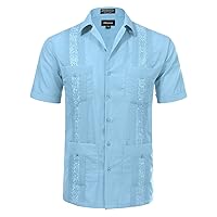 Allsense Men's Short Sleeve Relaxed Fit Cuban Guayabera Shirts Casual Summer Beach Button Down Shirts