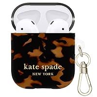 Kate Spade New York AirPods Protective Case with Keychain Ring - Tortoiseshell, Compatible with AirPods 2nd / 1st Generation