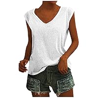 Plus Size Tops for Women, Fashion Casual Cap Sleeve T Shirts Summer Loose Fit Tunic Tank Tops
