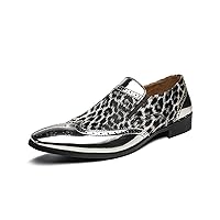 Men's Casual Loafers Slip on Mesh Moc Toe Upper Stitching Smoking Dress Shoes Flat Block Heel