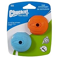 Chuckit! The Whistler Ball Dog Toy, Small (2 Inch Diameter) for Dogs 0-20 lbs, Pack of 2