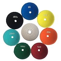 7 Pcs 3 Inch Diamond Wet Convex Concave Polishing Grinding Pads for Concave Sinks or Ogee Edges Granite Marble