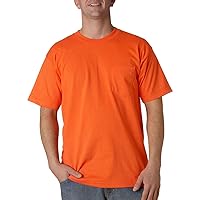 Bayside Men's Classic Style Heavyweight Pocket T-Shirt, Bright Orange, XXX-Large