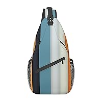 Sling Backpack Bag Stripe Arrangement Print Crossbody Chest Bag Adjustable Shoulder Bag Travel Hiking Daypack Unisex