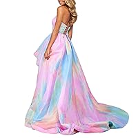 Summer Dresses for Women 2023 Women Fashion Sexy Tube Top Color Printed Elegant Irregular Gown Sleeveless