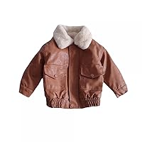 JINTAUTAU Girls' Winter Coat Leather Thicken Fleece Warm Jacket Childrens Padded Outdoor Recreation Jackets