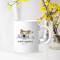 Most Wanted Dog Ceramic Coffee Mug Cup Pet Dog Lover Gifts for Men Woman Dog Print Printed on Inside for Home Kitchen Office School White 11 Ounce
