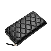 DORIS&JACKY Women Leather Wallet Rfid Blocking Large Capacity Zipper Around Travel Wristlet Bags