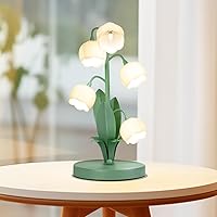 Vintage Flower Table Lamp for Home, 5 Lily of The Valley Bedside Lamps 3 Color Modes Nightstand Lamp with G4 Led Bulbs for Bedroom, Living Room, Office