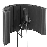 PyleUsa Mini Portable Vocal Recording Booth - Use with Standard Microphone,Isolation Noise Filter Reflection Shield for Studio Quality Audio - Dual Acoustic Foam Soundproof Panel PSMRS09 Black