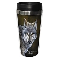Classic Wolf Travel Mug, Stainless Lined Coffee Tumbler, 16-Ounce - Jeremy Paul - Wolves Themed Gift for Wolf Lovers - Tree-Free Greetings