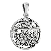 Sterling Silver Small Cut Moon Pentacle Pendant