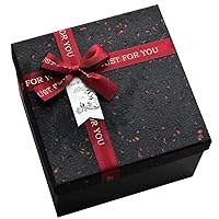 Black Gift Box with Lid,Cover Ribbon and Lafite for Christmas,Fathers Day,Graduations,Birthdays,Valentines Day (8x8x6.1Inches)