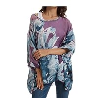 Women Chiffon Blouse Floral Batwing Sleeve Beach Cover Loose Tunic Shirt Tops