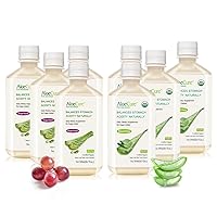 AloeCure Organic Aloe Vera Juice - 8 Bottle Sample Pack - Grape and Natural Flavor, 8x500ml